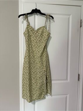 SHEIN Light Green Floral Tie-Shoulder Midi Dress